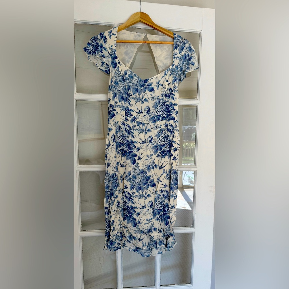 Reformation Blue Floral Midi Dress Size